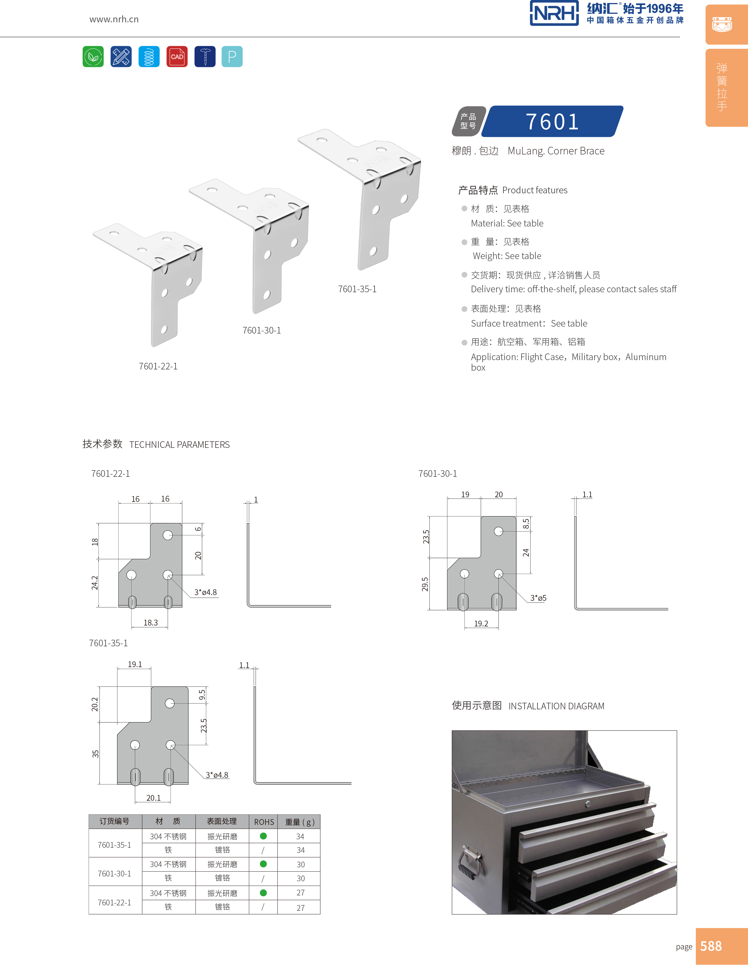 包边7601-35-1工具箱包角码_木箱护角_NRH91香蕉app包边 