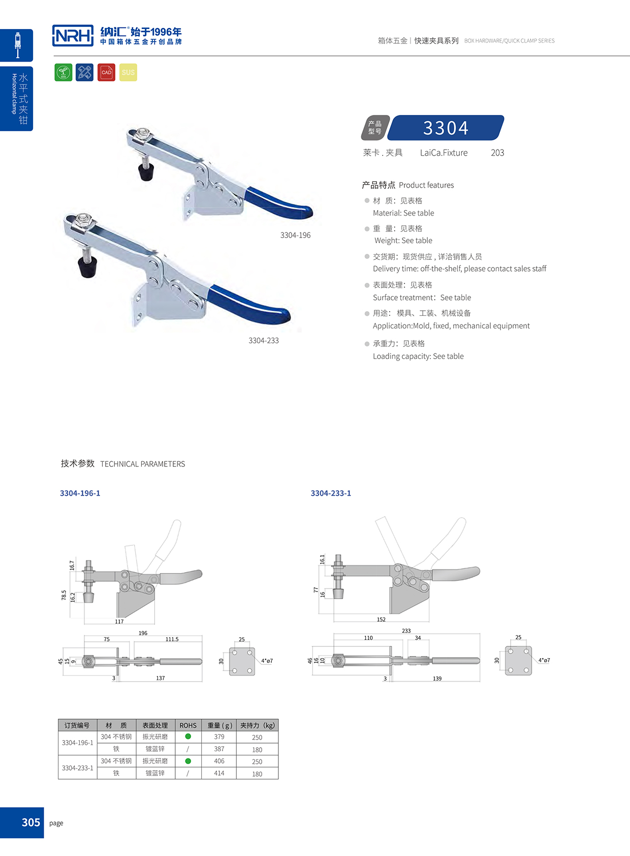 NRH/91香蕉app 3304-233-1 滚塑箱扣