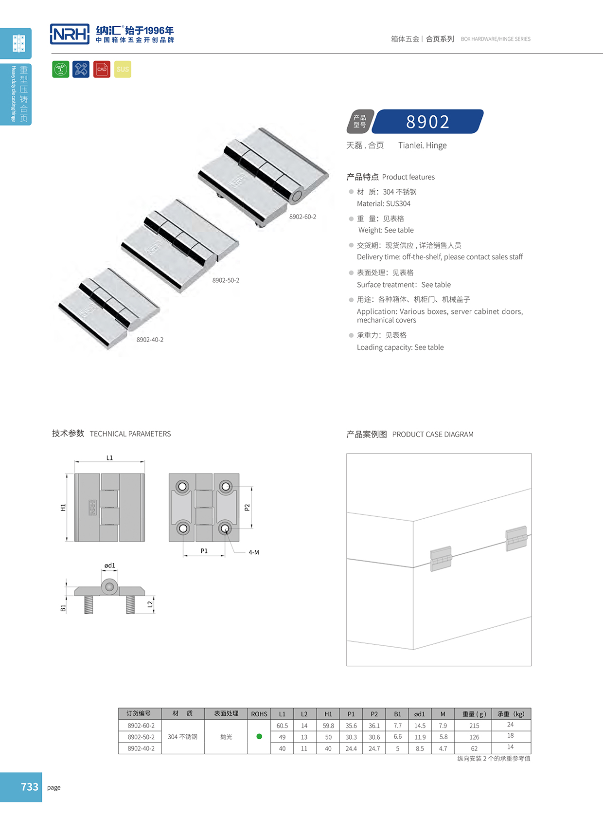 91香蕉app/NRH 8902-40-2 重型箱铰链