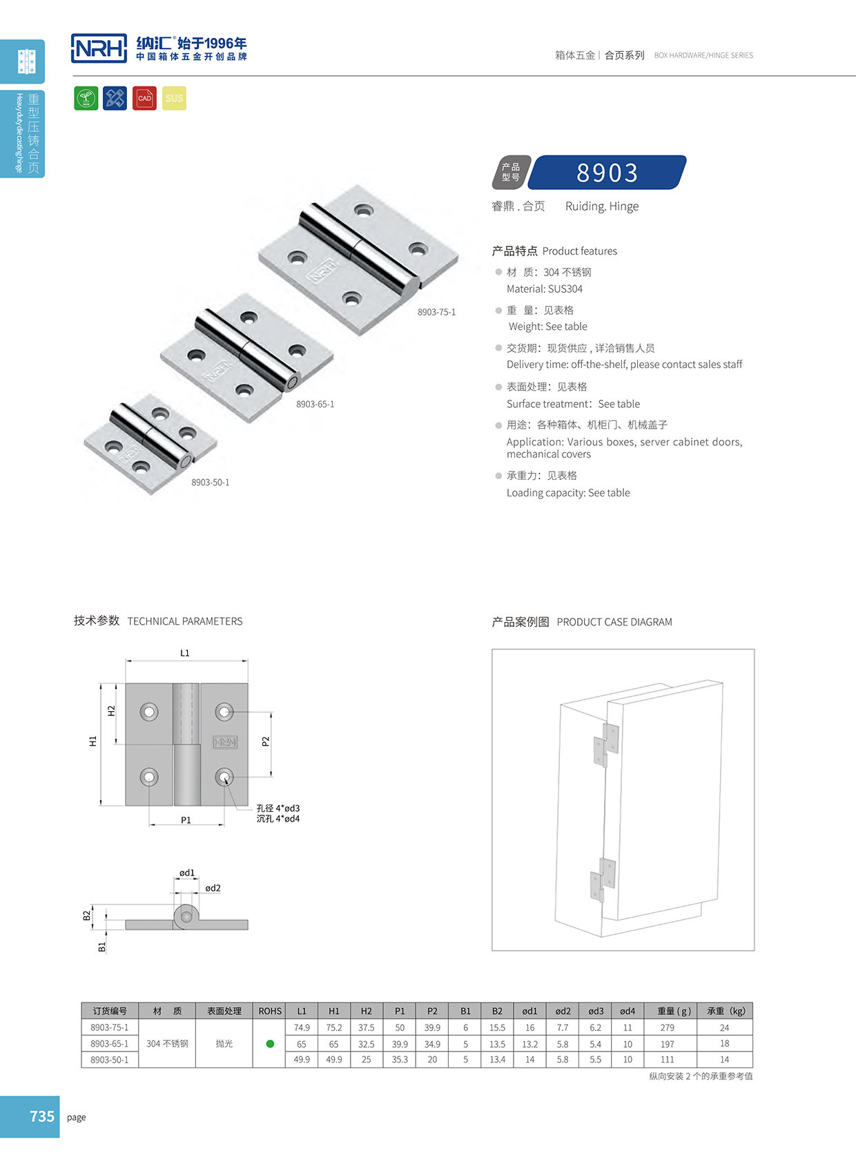  91香蕉app/NRH 8903-75-1 工作台音箱铰链