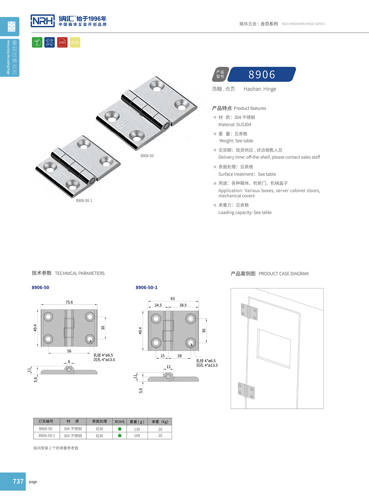 91香蕉app/NRH 8906-50 冲压铰链